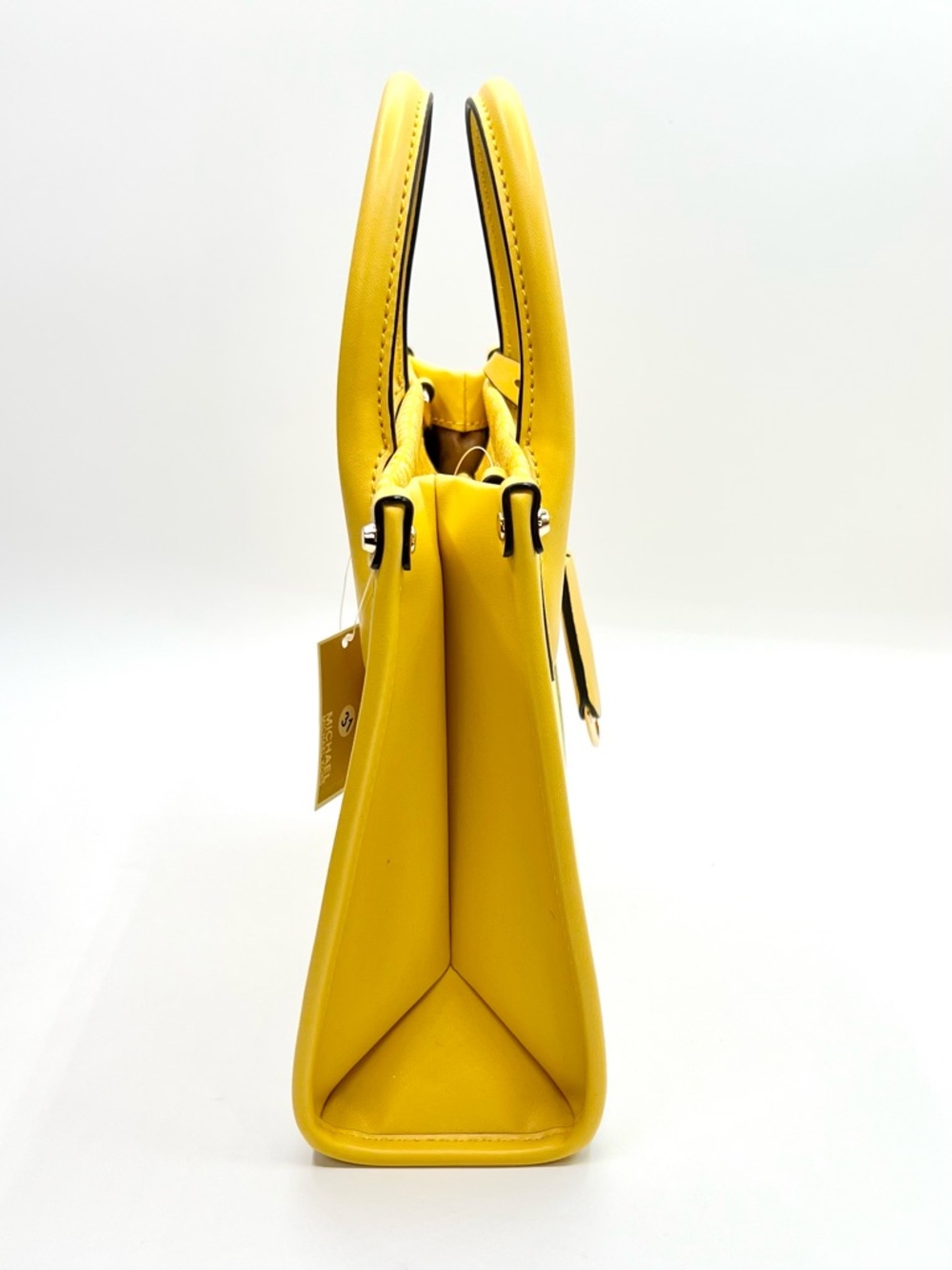Michael Kors Mirella Small Satchel in Daisy Yellow Leather & Canvas - Picture 4 of 11